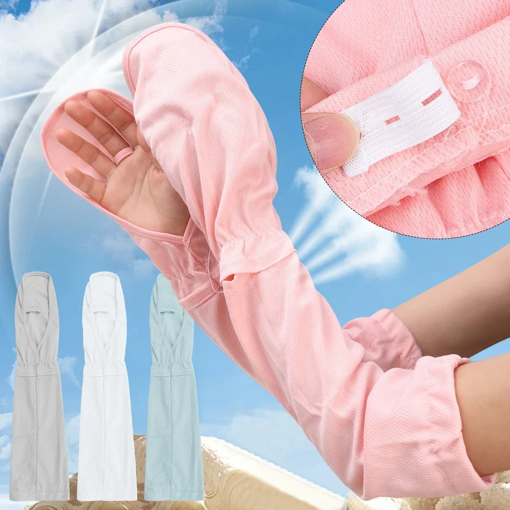 Mangas de seda de hielo para mujer y niña, guantes de protección solar para brazo, ciclismo, protector solar Uv, manga fresca de gran tamaño para exteriores, Verano