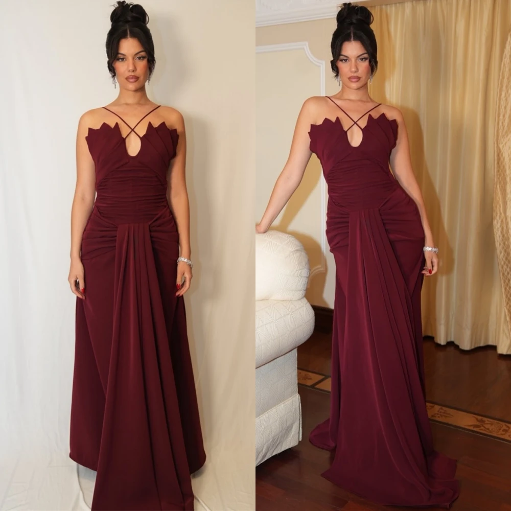

Customized Sexy Strapless Evening Dress Simple Jersey Sleeveless Prom Dresses Sparkly Open Back Special Occasion Gowns