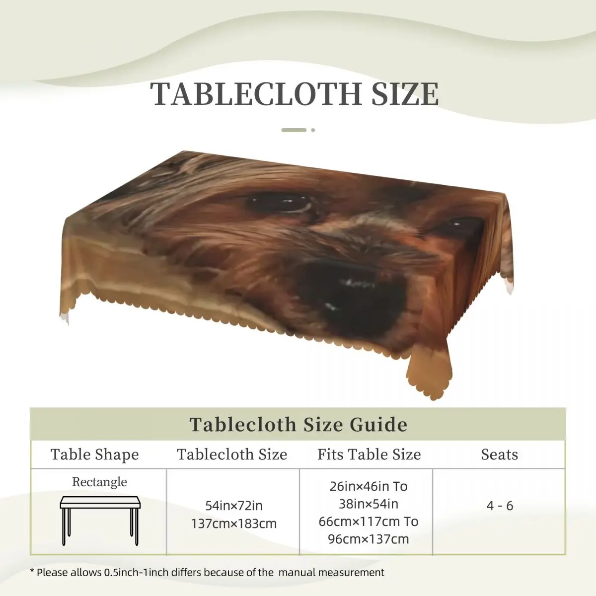 Yorkshire Terrier Yorkie Dog Tablecloth Restaurant Kitchen Rectangular Tablecloth Party Decorations Outdoor Dining Table Cover