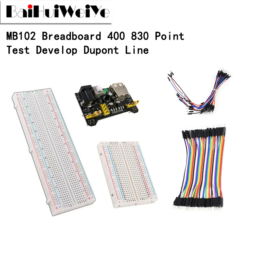 

MB-102 MB102 Breadboard 400 830 Point Solderless PCB Bread Board Test Develop Dupont Line DIY For Arduino Laboratory