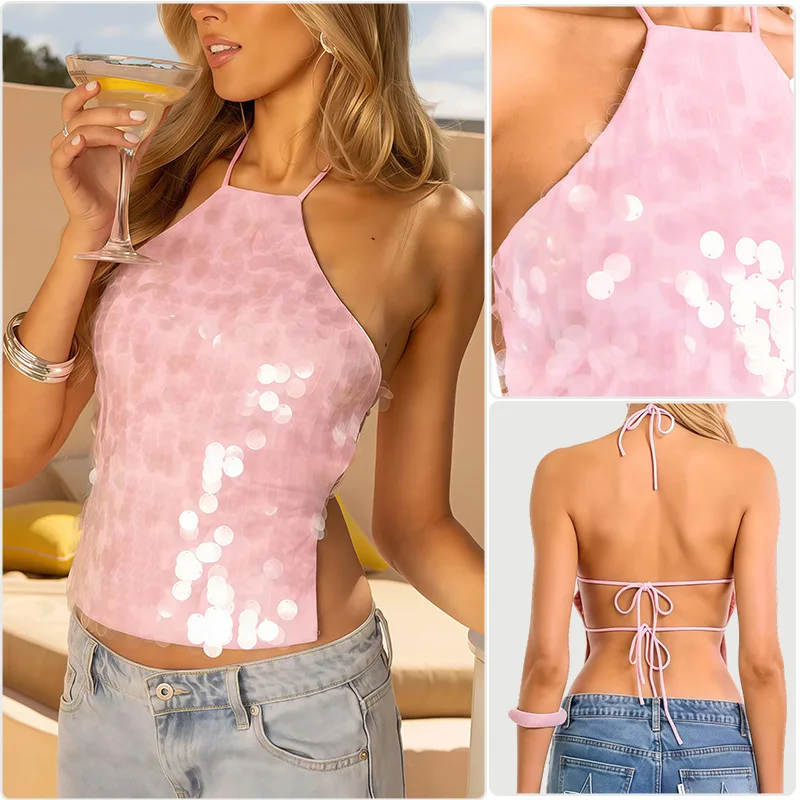 

Sweet Sle Bal Pink Vest 2025 Fall New round Ne Svel Women's Faion Sweet Wind Polyester ort A-Line Vest