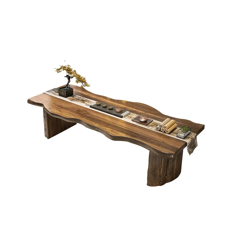 

A full set of new Chinese solid wood tea tables, household living room logs, tea tables and chairs