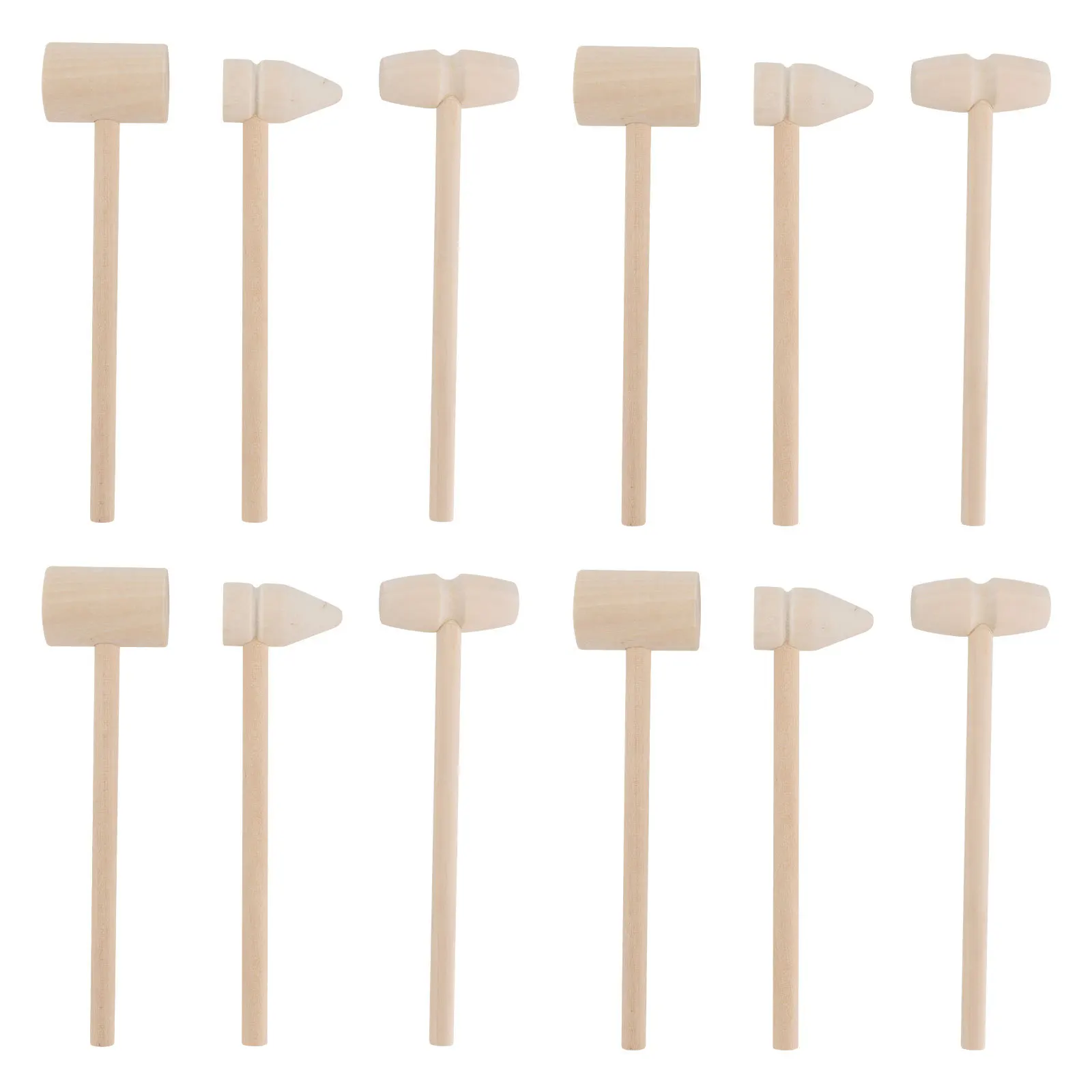 12Pcs Wood Hammer Mini Mallets Smooth No Burrs Kids Hand Dexterity Development Muscle Training Wooden Hammer Food Mallet