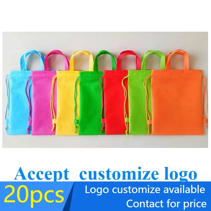 

20 pcs 30x38cm Foldable String Backpack for Workout Outdoor Running Travel Cartoon School Eco non woven storage shopping bags