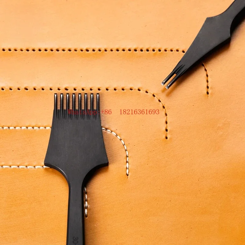 2026GOOD Octagonal Flat Cut Leather Goods DIY Tools Turn Seam Splicing Leather Punching Stitch Round Black Cut