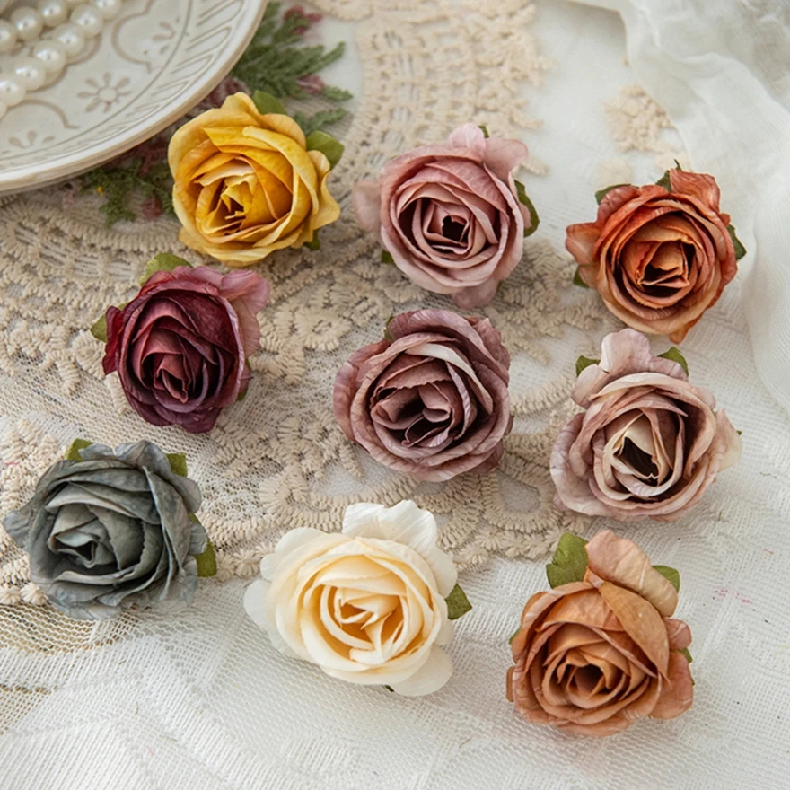 

50/100PCS Bubble Rose Artificial Flower Home Room Table Decora Wreaths Wedding Bridal Headwear Brooch Art Album Production Tools