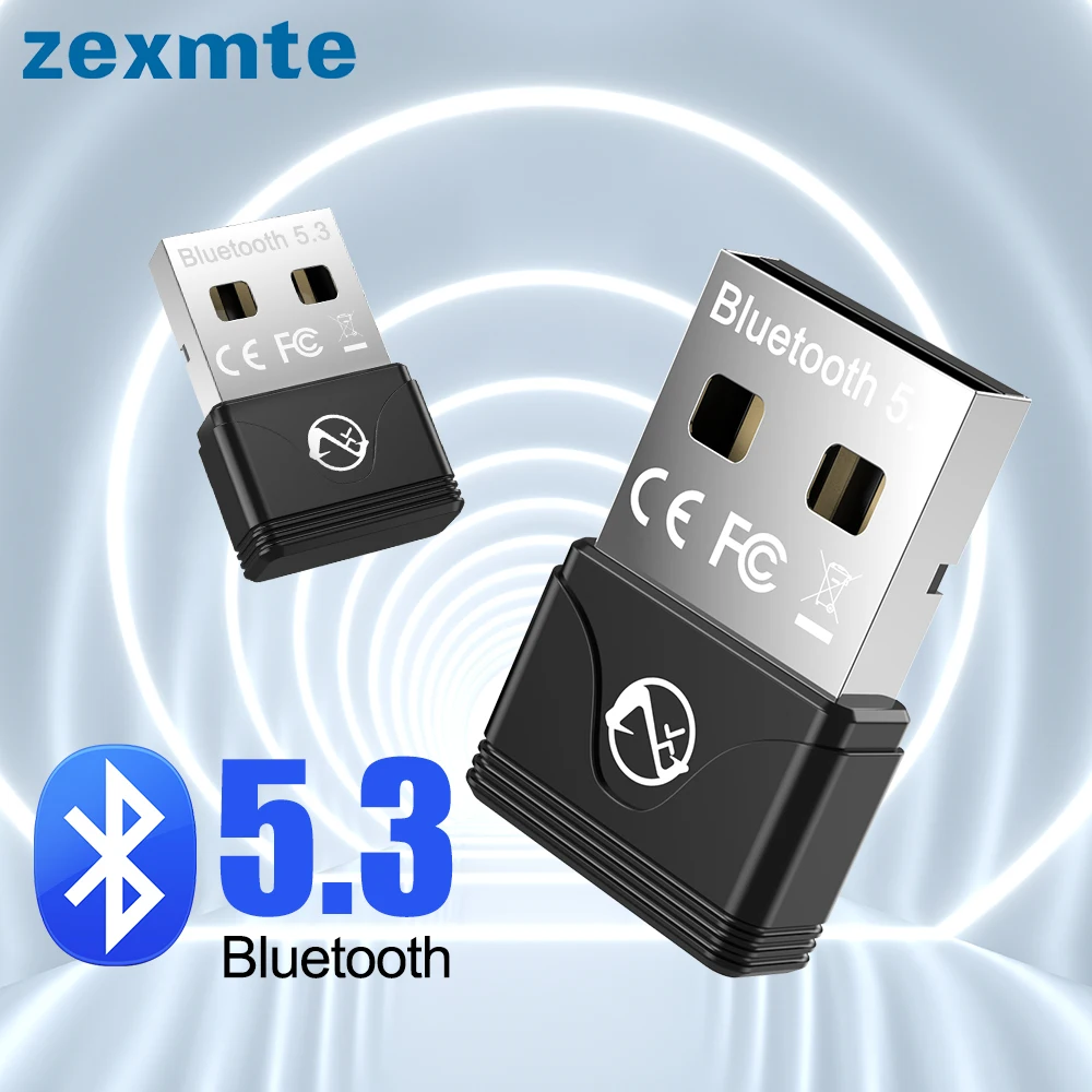 

Zexmte Bluetooth 5.3 Adapter USB Bluetooth Dongle Adaptador Drive-Free for PC Laptop Wireless Speaker Audio Receiver Transmitter