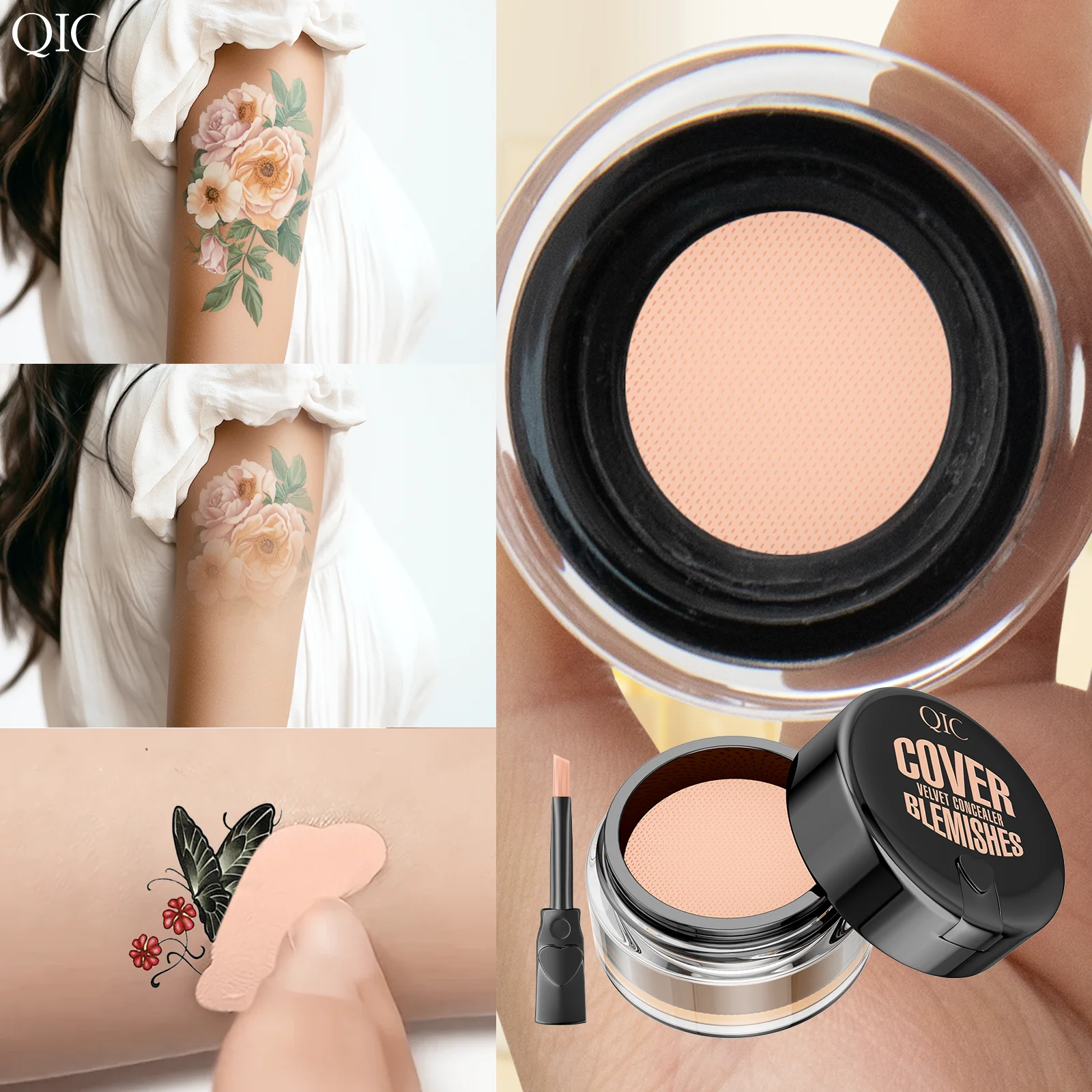 QIC ハイドレーティング アイ ブライトニング コンシーラー コントゥアクリーム フルカバー ロングラスティング コレクティング アイ コンシーラー、パーフェクトルックメイクアップ