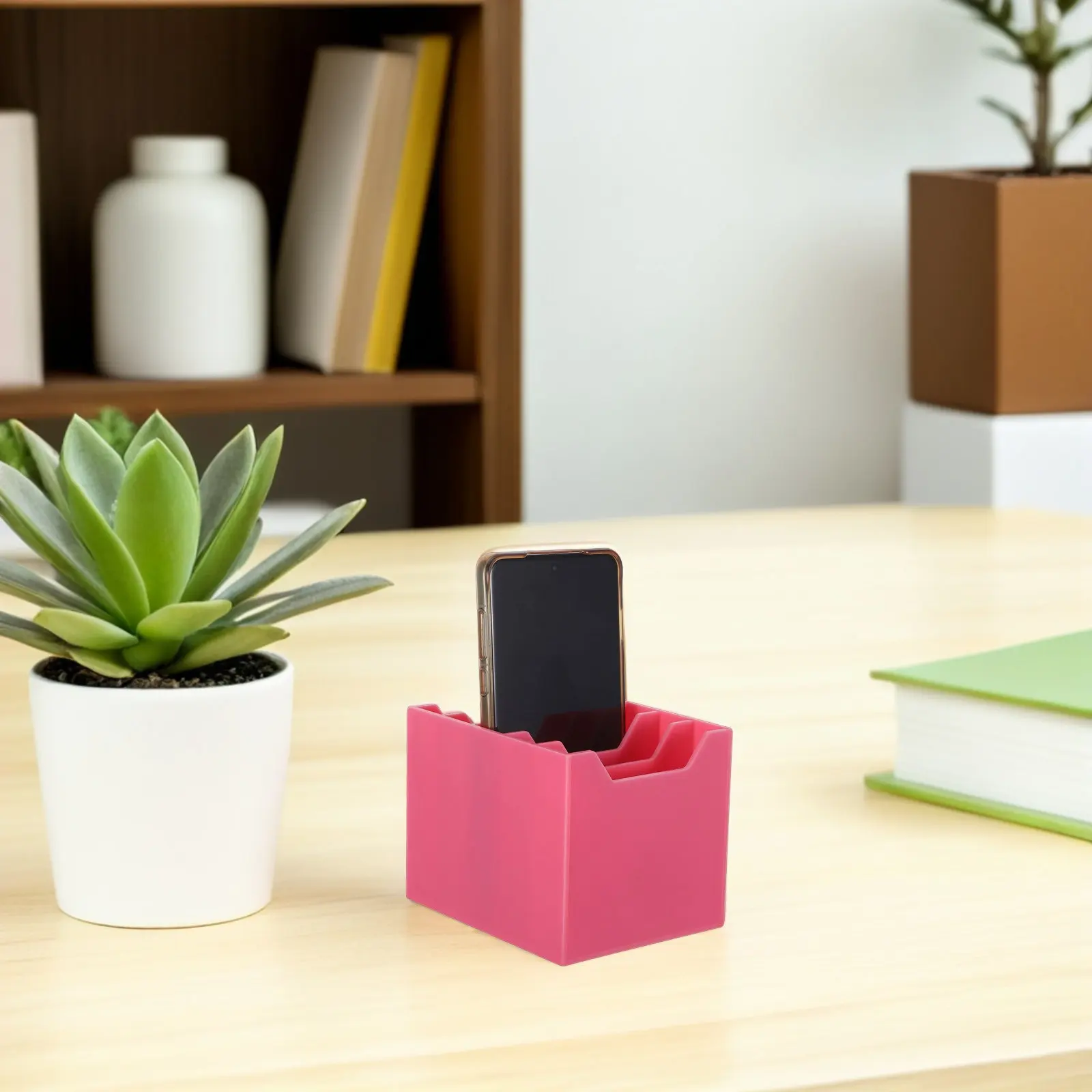 Sturdy Acrylic Phone Organizer Box with Multiple Compartments for Desk Conference Room Office Classroom Smartphone Storage