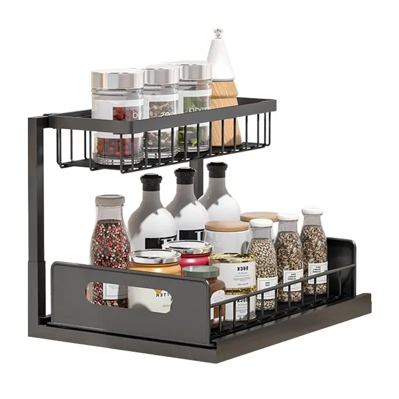 

Kitchen Organizer Under Sink Organizer Sliding Drawer Storage Rack 2 Tier Organizer Storage Multipurpose Holder Rack For Kitchen