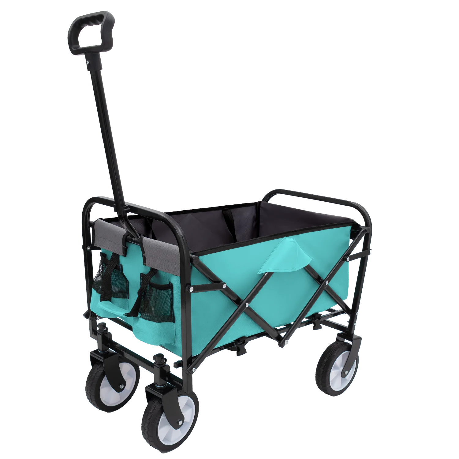 Collapsible Foldable Wagon Cart with strapping system, Beach Wagon , Utility Cart , Utility Wagon Grocery Cart for Camping Shopp