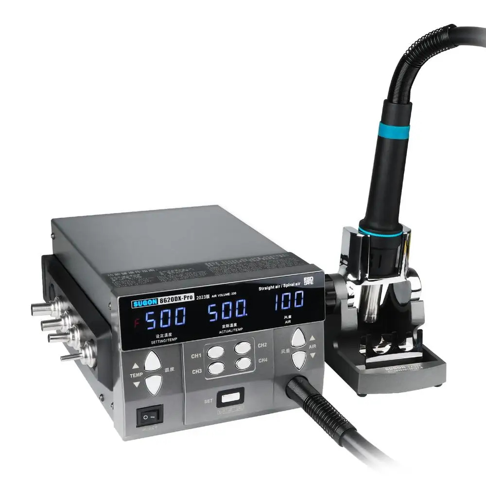 Digital Hot Air Rework Station 1300W Adjustable Temperature 212℉-845℉ SMD Repair Tool 6 Nozzles LED Display Auto Sleep