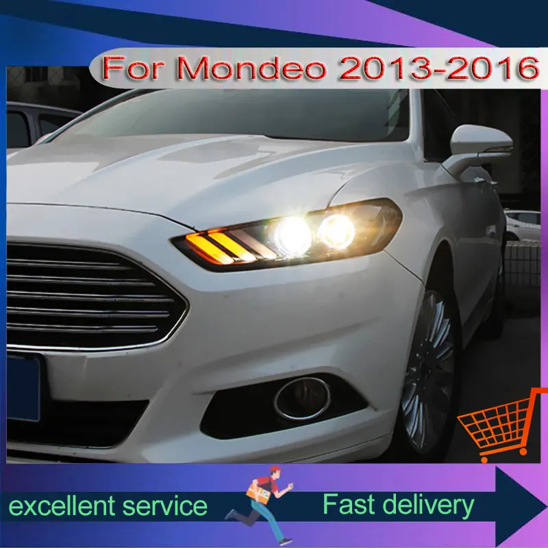 Car Headlights For Ford Mondeo 2013-2016 Front Lamps Automotive Accessories Refit Mustang Style LED Streaming Turn Signal Light