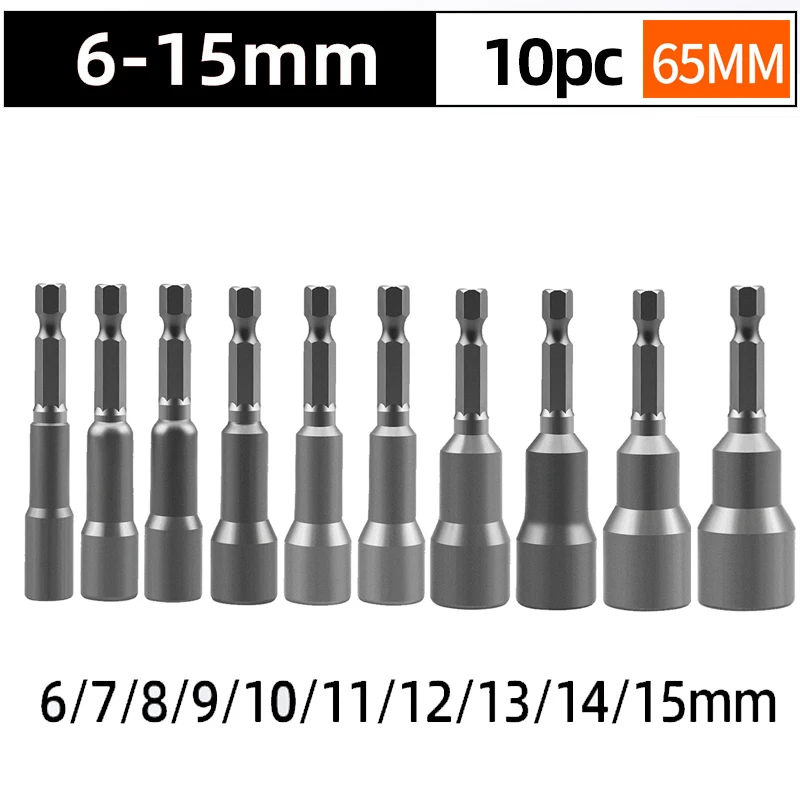 6-19MM1/4” Impact Socket Magnetic Nut Screwdrive Power Drill Bit Set Adapter Bolt Drivers Repairing Tool