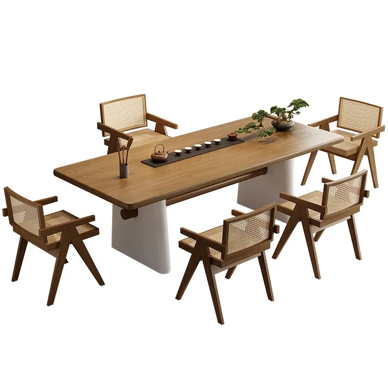 

A full set of tea tables, simple solid wood, large board tea tables, and small household tea tables.