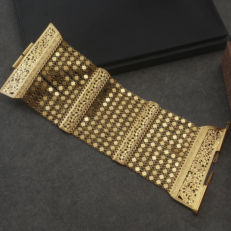 Luxury Gold Plated Chain Bracelet Israel Trendy Jewelry for Women Copper Handmade Bangles Wedding Bridal Accessories