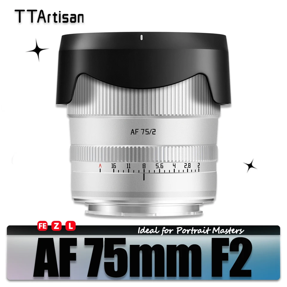 

TTArtisan Full Frame 75mm F2 Autofocus Camera Lens for Portrait Photography with Sony E A6000 A7RIII ZVE-10 FX30 Nikon ZFC L