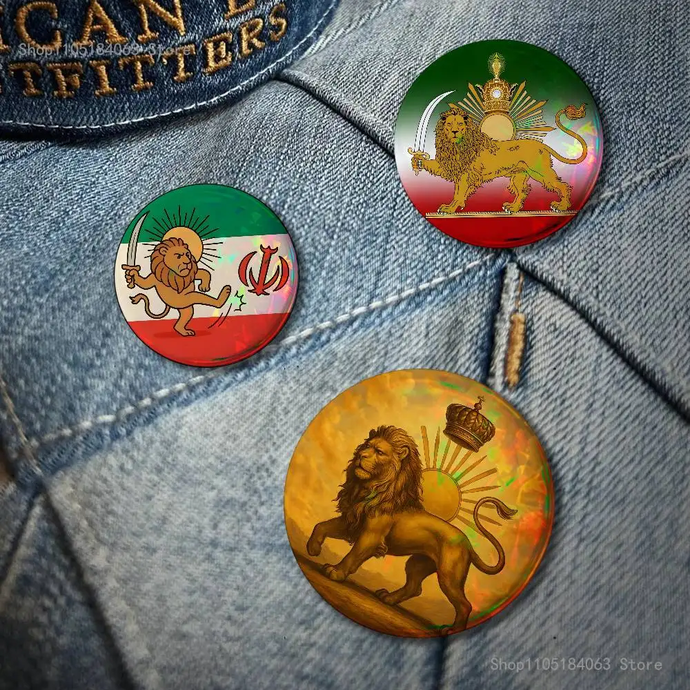 Historic I-Iran Persian Creative Round Badge Button Pin Bag Decor Fans Collection Friends Gift Brooch
