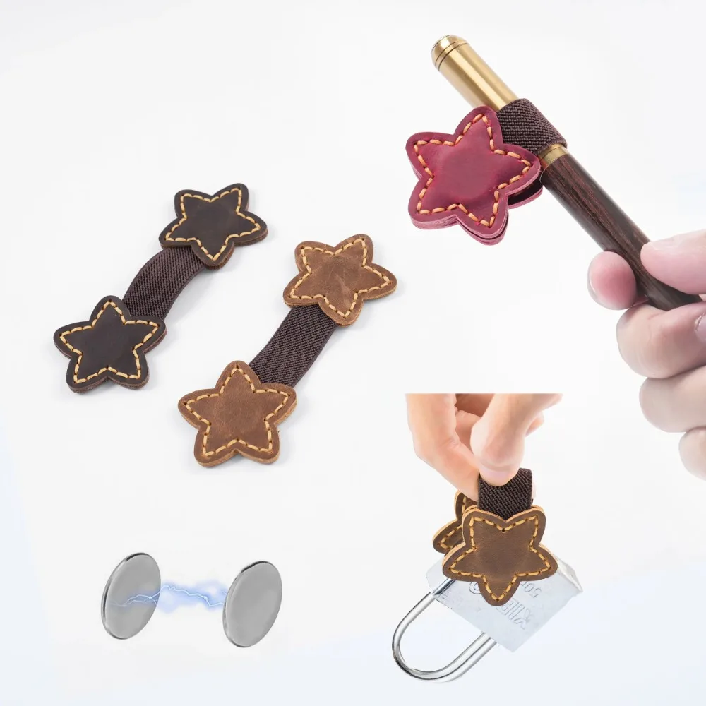 Genuine Leather Magnetic Bookmark Clip Multifunctional Book Markers Holder Accessory Double-Sided Book Pages Divider Stationery