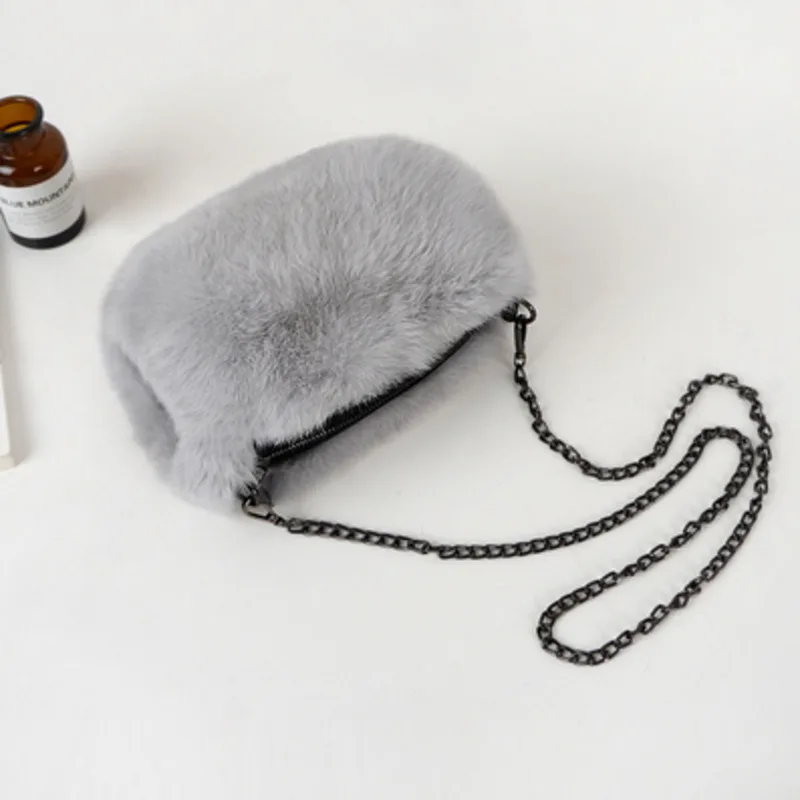 

Real Fur Bag For Women Crossbody Bags Rabbit Fur Messenger Bag Winter Women's Fur Hand Bag Soft Chain Female Genuine Fur Bag