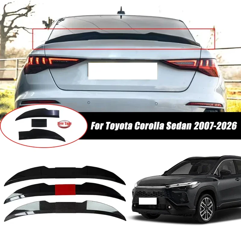3pcs Sedan Rear Trunk Spoiler For Toyota Corolla Sedan 2007-2026 Adjustable DIY Modified Trunk Spoiler Automotive Accessories