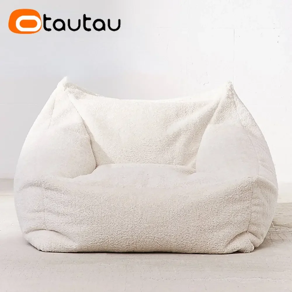 OTAUTAU Plus Duży Faux Cashmere Fleece Bean Bag Cover No Filler Adult Beanbag Chair Pouf Ottoman Sac Floor Seat Sofa Couch SF023