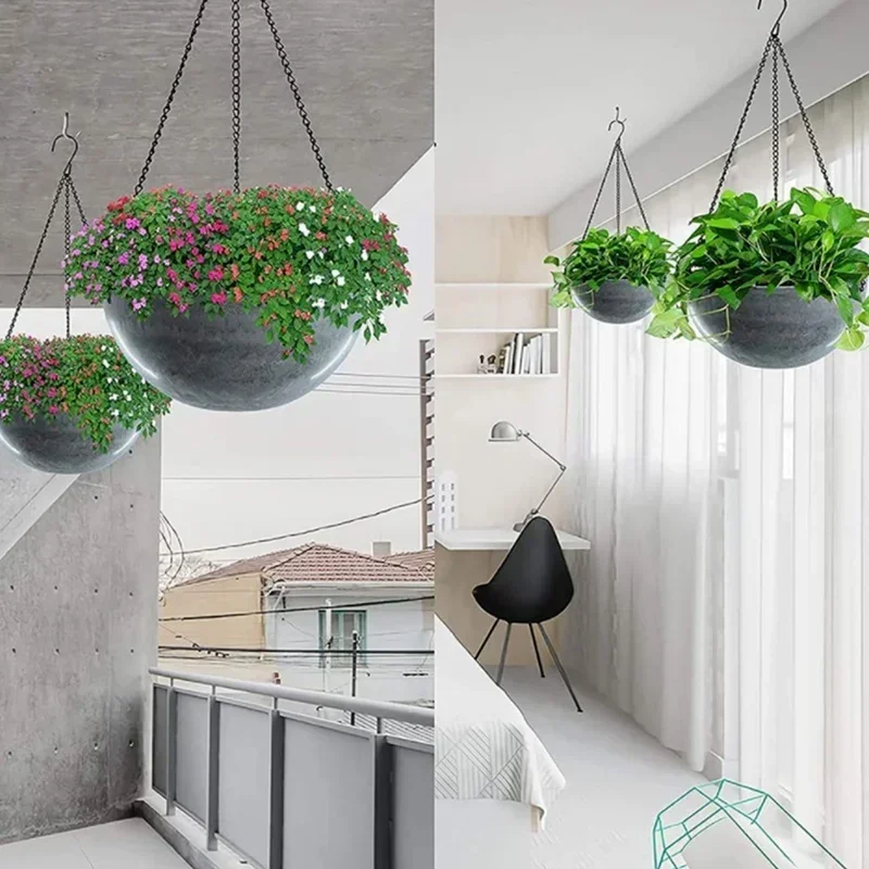 40cm Imitation Rattan Hanging Basket Flower Pot Hanging Chain Hooks Plant Grow Basin Pot Basket Hanging Chain Home Garden Decor