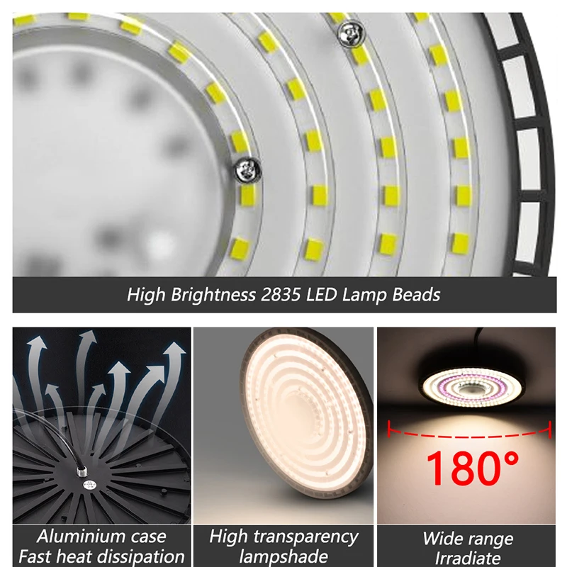 Imagem -04 - Ufo Led High Bay Lights 100w 150w 200w Carcaça de Alumínio Ip65 à Prova Dágua 6500k Branco Frio 4000k Luz Neutra Super Brilhante Plugue au eu para Iluminação Comercial Industrial Armazém Garagem Oficina