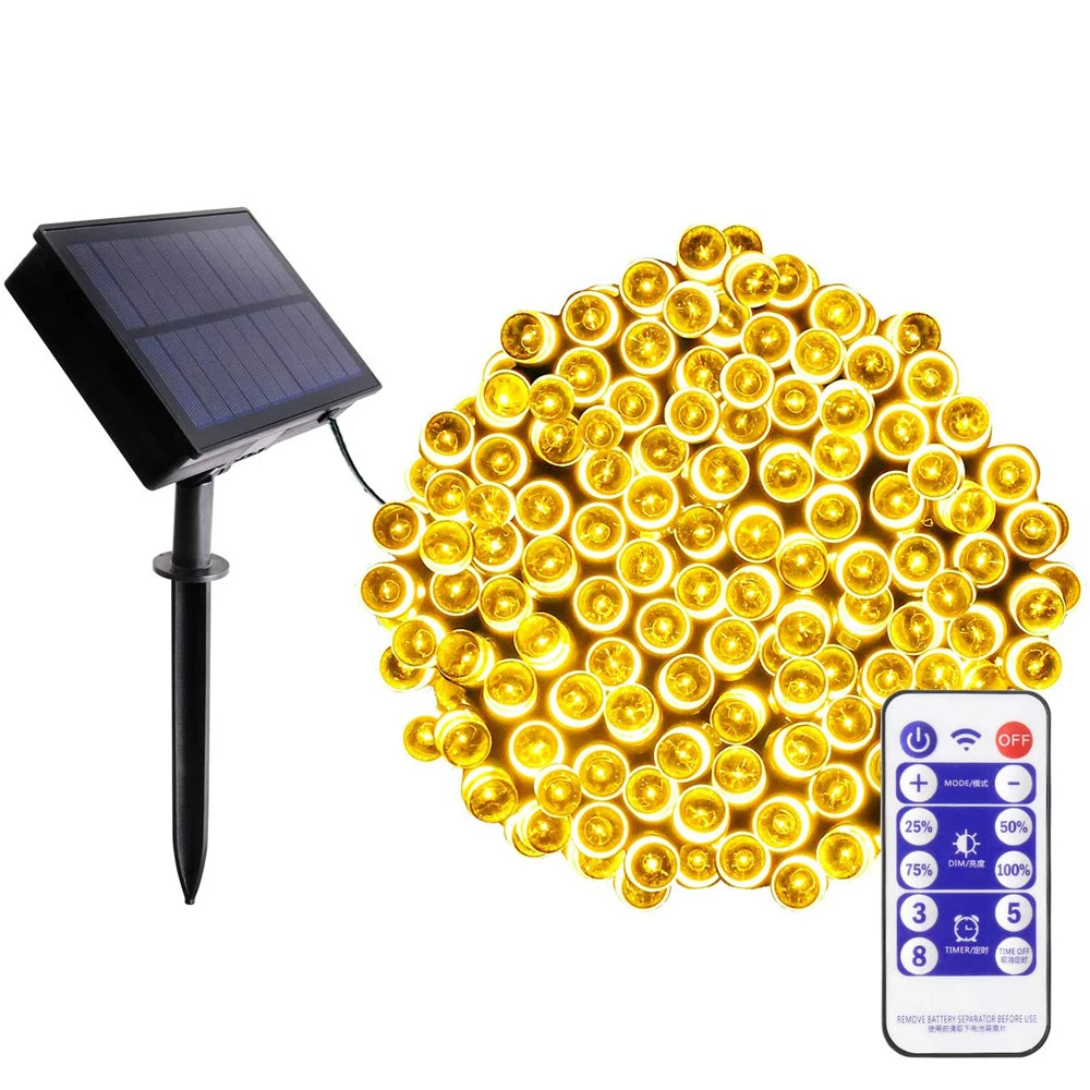 أضواء عيد الميلاد في الهواء الطلق 10 متر 20 متر 30 متر 50 متر تعمل بالطاقة الشمسية LED سلسلة أضواء مع الموقت التحكم عن بعد للمنزل حديقة الحديقة الزفاف #1