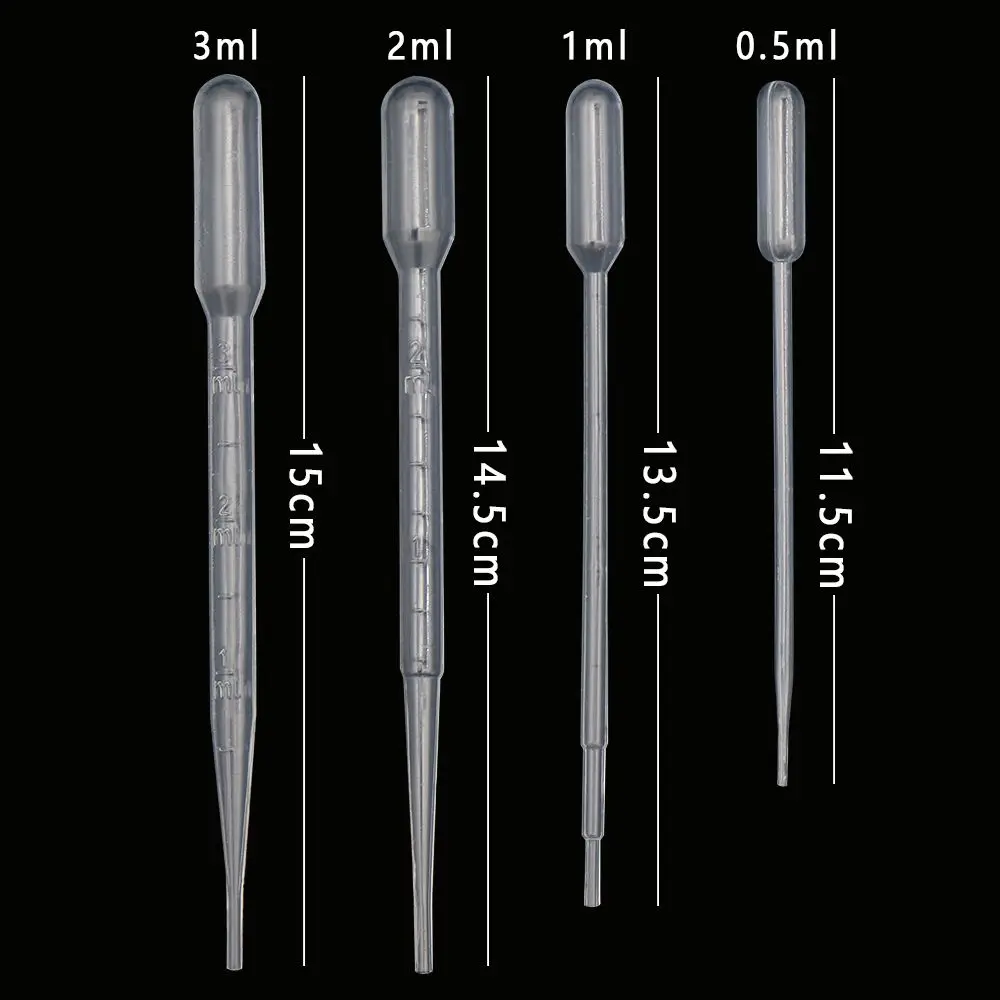 100/250Pcs Useful Home Test Tubes Transparent Plastic Pasteur Graduated Pipettes Disposable Dropper Liquid Transfer