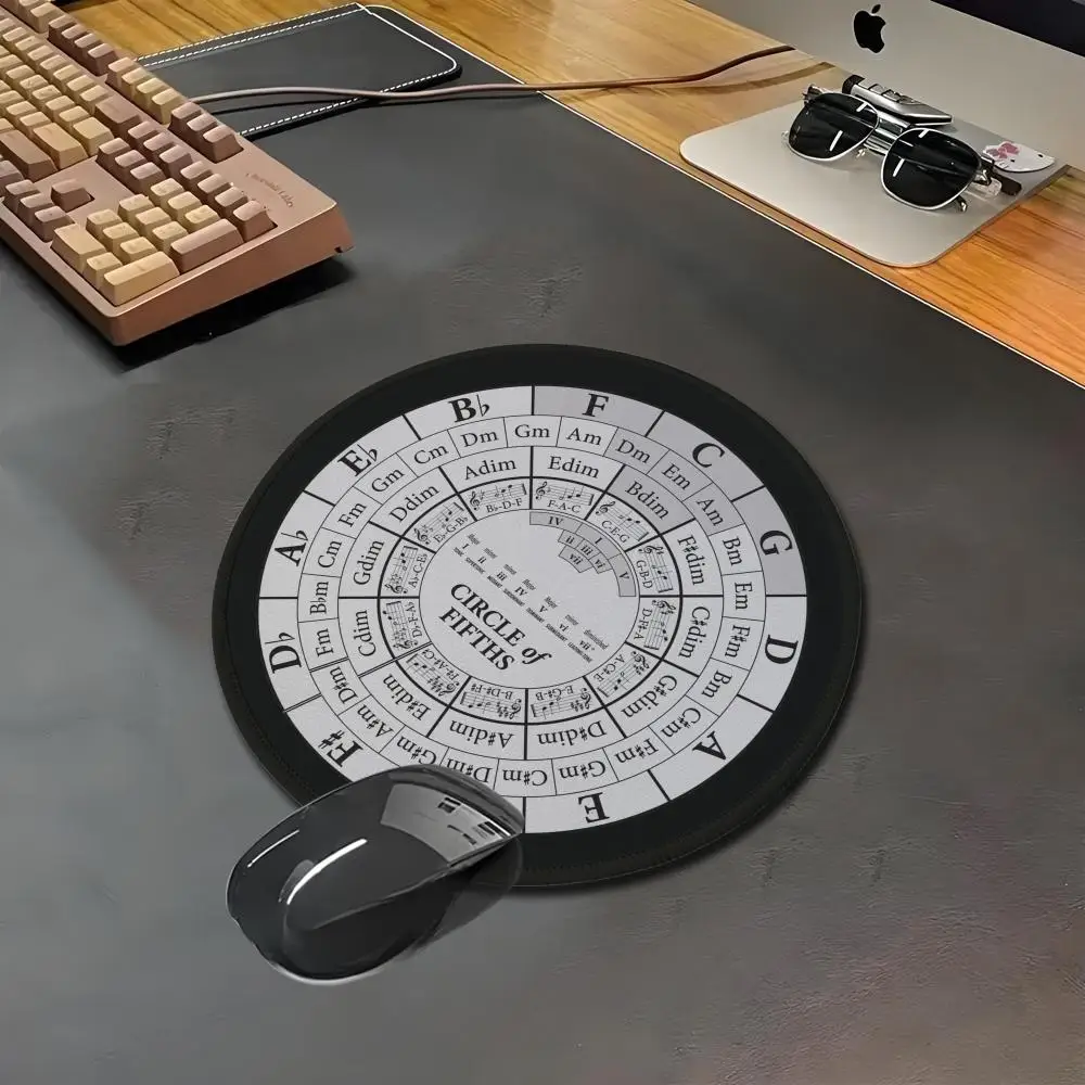 HYBXAXC Music Circle of Fifths Black White Small Mouse Pad Rubber Desk Mat for Gaming Office Mousepad