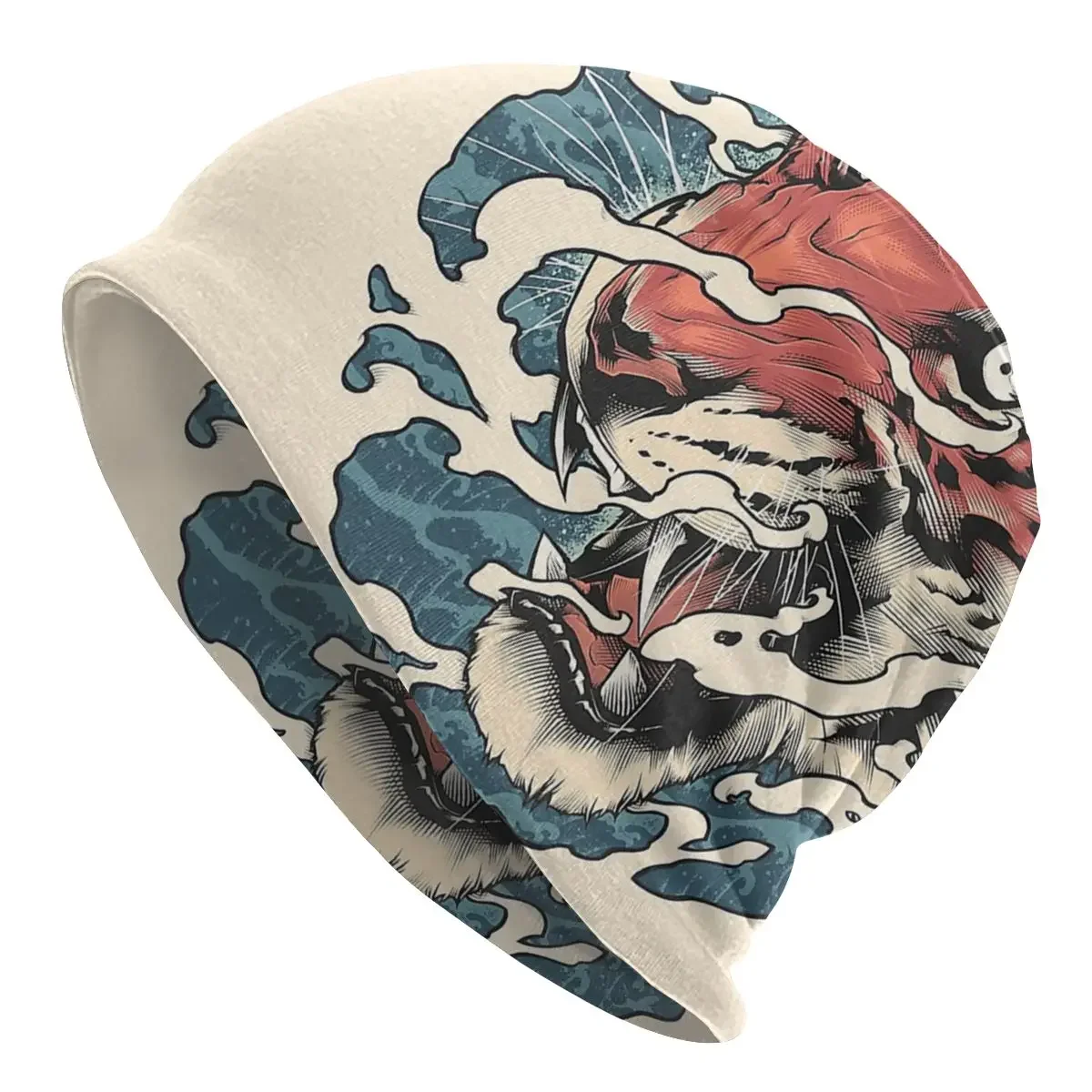 Tora Japanese Tiger Skullies Beanies Samurai Oni Hannya Demon Japanese Hat Goth Street Cap Summer Dual-use Bonnet Knitting Hats