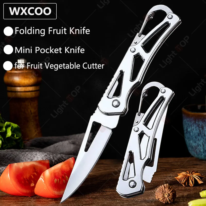 

Folding Fruit Knife Stainless Steel Kitchen Pocket Knife Fruit Slicing Cutter with Non-slip Handle Keychain Fruit Utility Knife