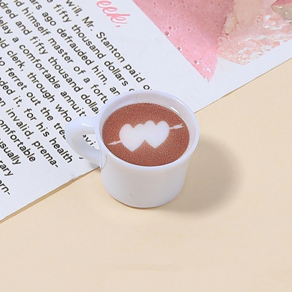 10pcs Love Heart Coffee Cup Resin Pendant Drinks Charms For Jewelry Making Accessories DIY Earrings Necklace Keychain