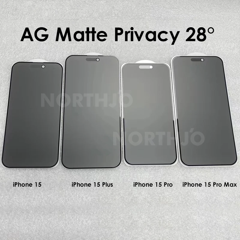 100Pcs Matte Privacy For iPhone 15 14 13 12 11 XR Xs Pro Max Plus Anti Spy Tempered Glass Film Full Covering Screen Protector