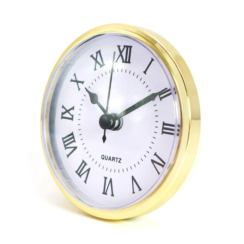 Golden for Rim 90mm Clock Insert Embedded Mini Wall Clock for Head DIY Movement with Roman Number