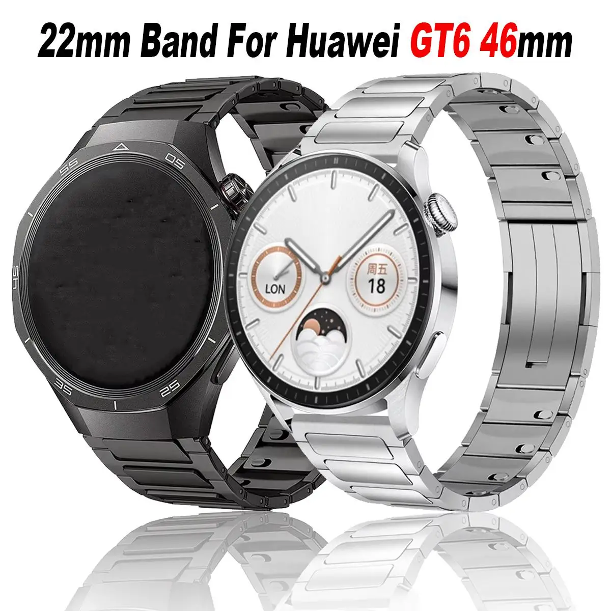 สายนาฬิกาสแตนเลสแบบ Quick Fit ขนาด 22 มม. สำหรับนาฬิกา Huawei Watch GT 6 5 4 Pro 46 มม. สายรัดข้อมือสำหรับนาฬิกา Huawei Watch 5 4 3 / GT6 / Ultima