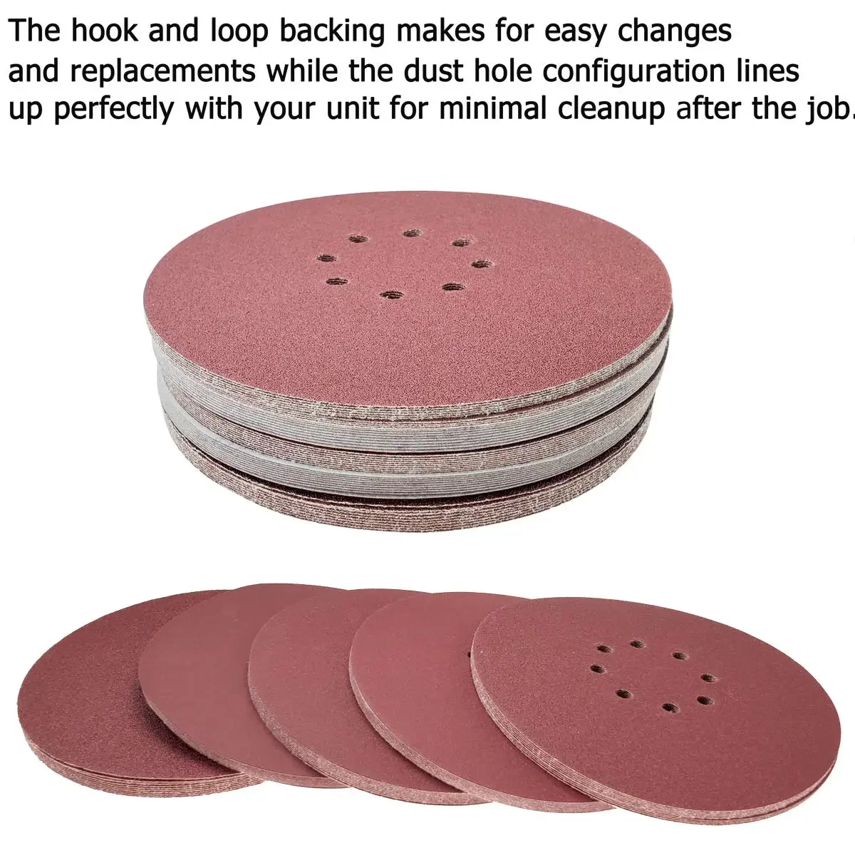 9 Inch 8 Hole Sanding Discs 30 PCS Assorted Hook and Loop Sandpaper Orbital Sander Pads 5 pcs of Each 60 80 100 150 180 240 Grit