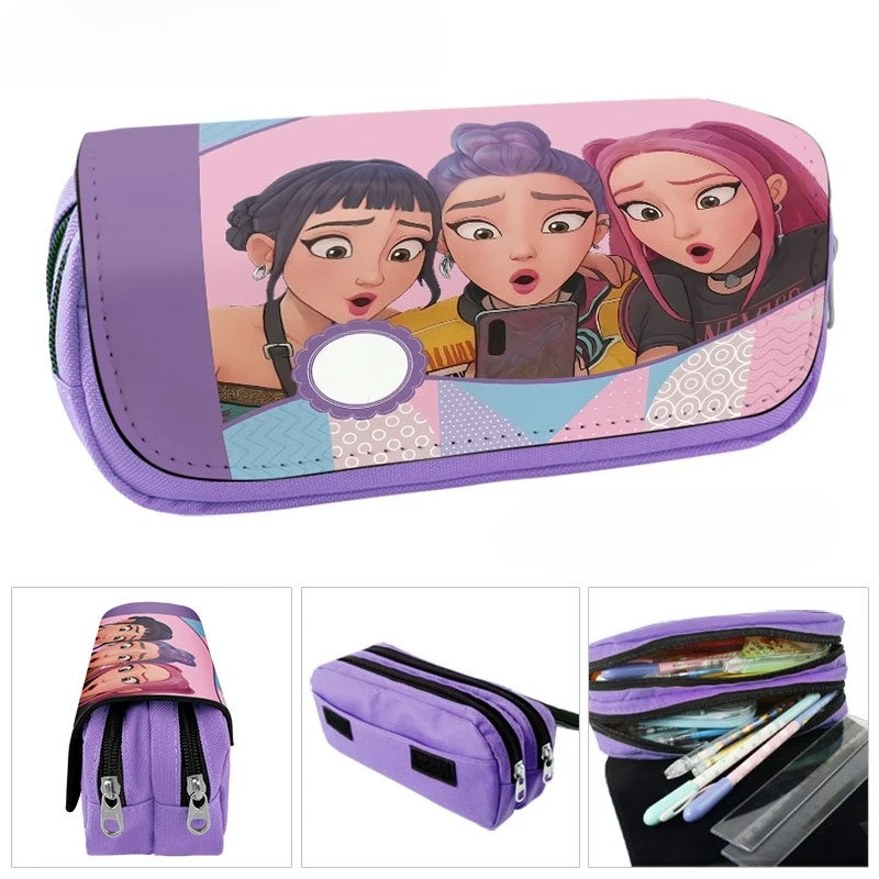 Kpop شيطان الصيادين مقلمة الكرتون نمط مطبوعة زوي رومي ميرا حقيبة أقلام تخزين كبيرة طالب القرطاسية تخزين أكياس #1