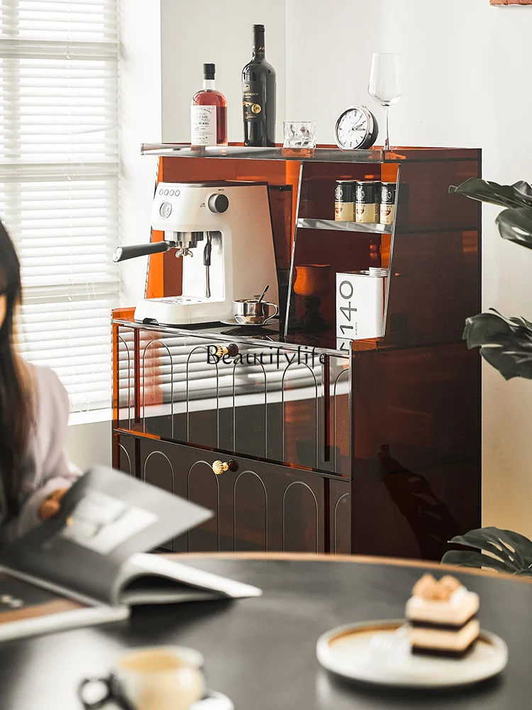 

Acrylic side cabinet light luxury living room wall storage tea wine locker