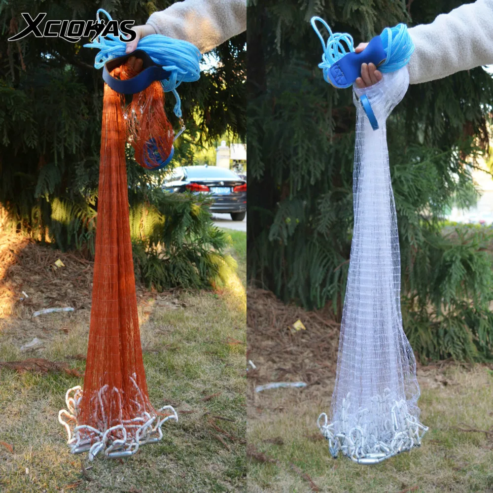 

Американская рыболовная сеть XC LOHAS ручной работы, 2,4-7,2 м, мелкая сетка ручной работы, кастинговая сеть с грузилом и без грузила, ловушка для рыбы