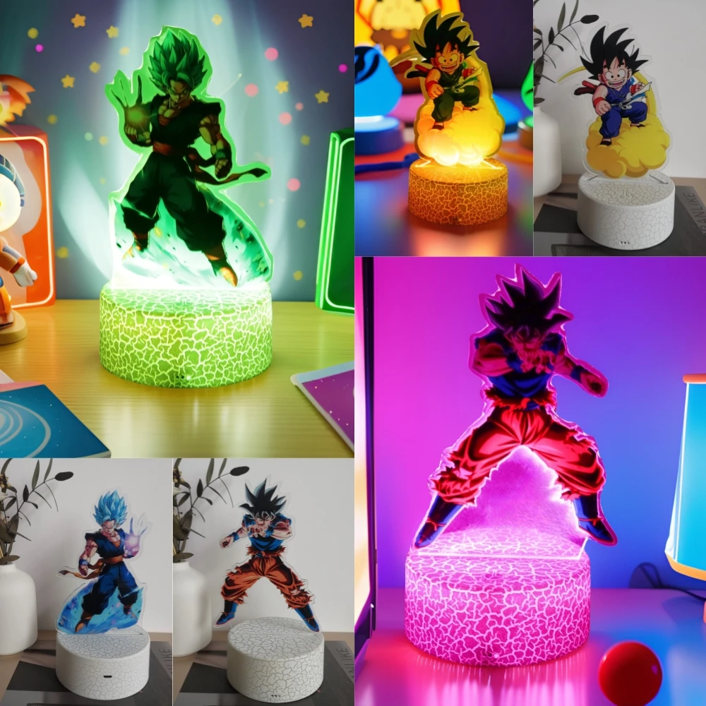 Dragon Ball Z Goku Anime Figure 3D Lamp Gohan PVC Action Figures RGB LED Night Light Toys Children Room Decor Super Saiyan Gifts