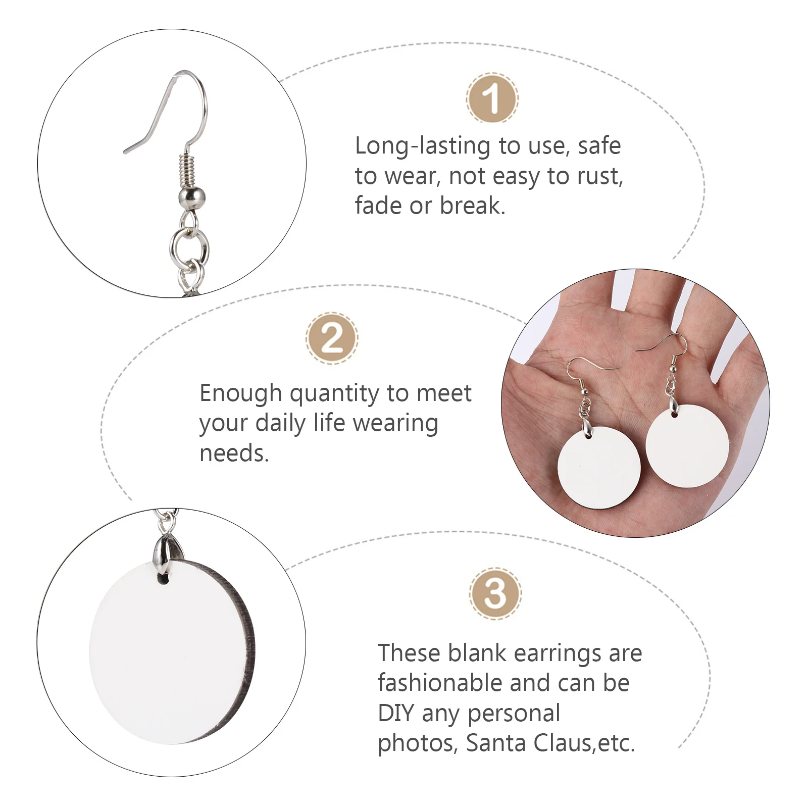 10Pairs الأقراط المستديرة قلادة سحر DIY DIY صنع المجوهرات المعلقات خفيفة الوزن مريحة اليدوية سحر الأذن #3