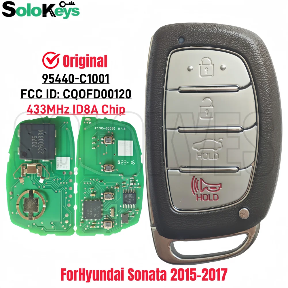 SOLOKEYS FCC ID: CQOFD00120 P/N: 95440-C1001 Für Hyundai Sonata 2015-2017 Original Smart Key 433 MHz ID8A Chip mit LOGO