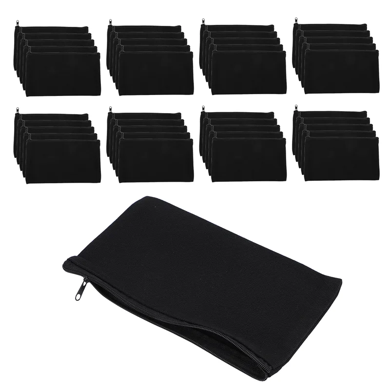 Eficiente 40 pçs lona lápis bolsa zíper sacos de maquiagem em branco artesanato diy sacos multiuso sacos de armazenamento estacionário de higiene pessoal