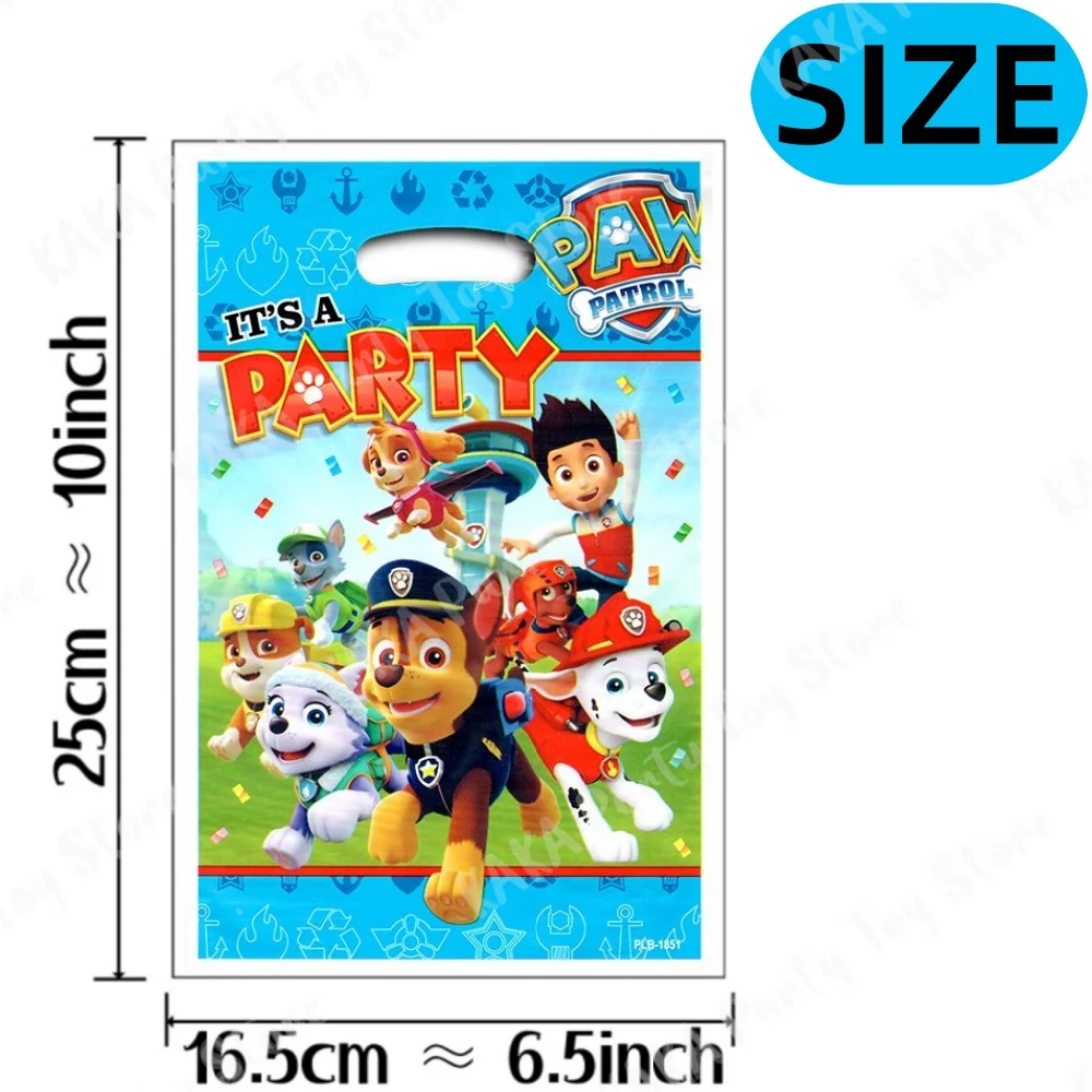 Paw Patrol Party Gift Bags Plastic Candy Loot Bags 10/20/30Pcs for Kids Boys Girls Birthday Decoration Baby Shower Supplies
