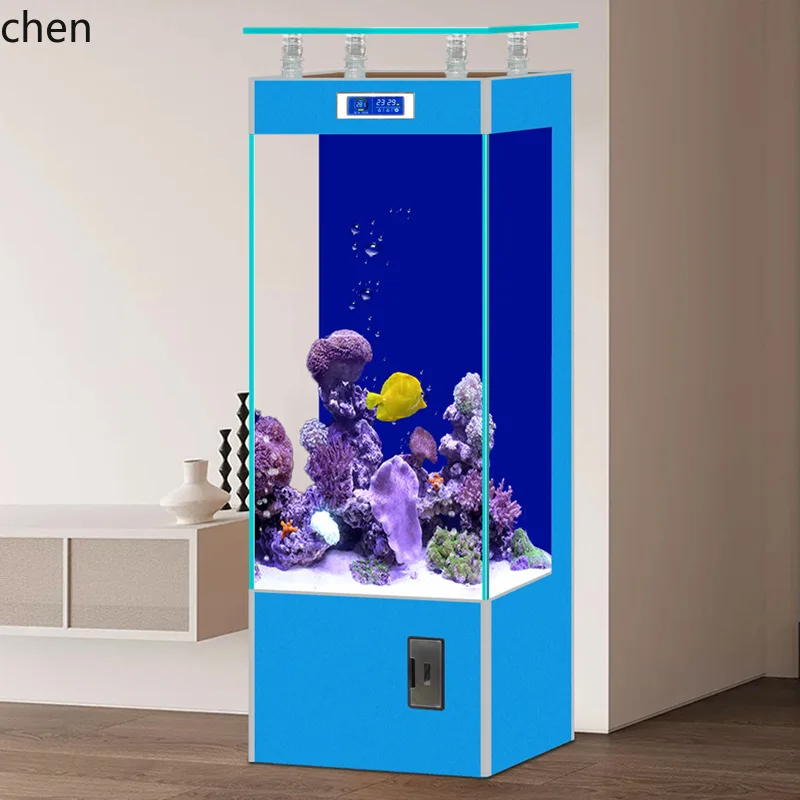 YFY  Fish Tank Ultra Clear Glass Square Living Room Aquarium Ecological Self-Circulating Premium