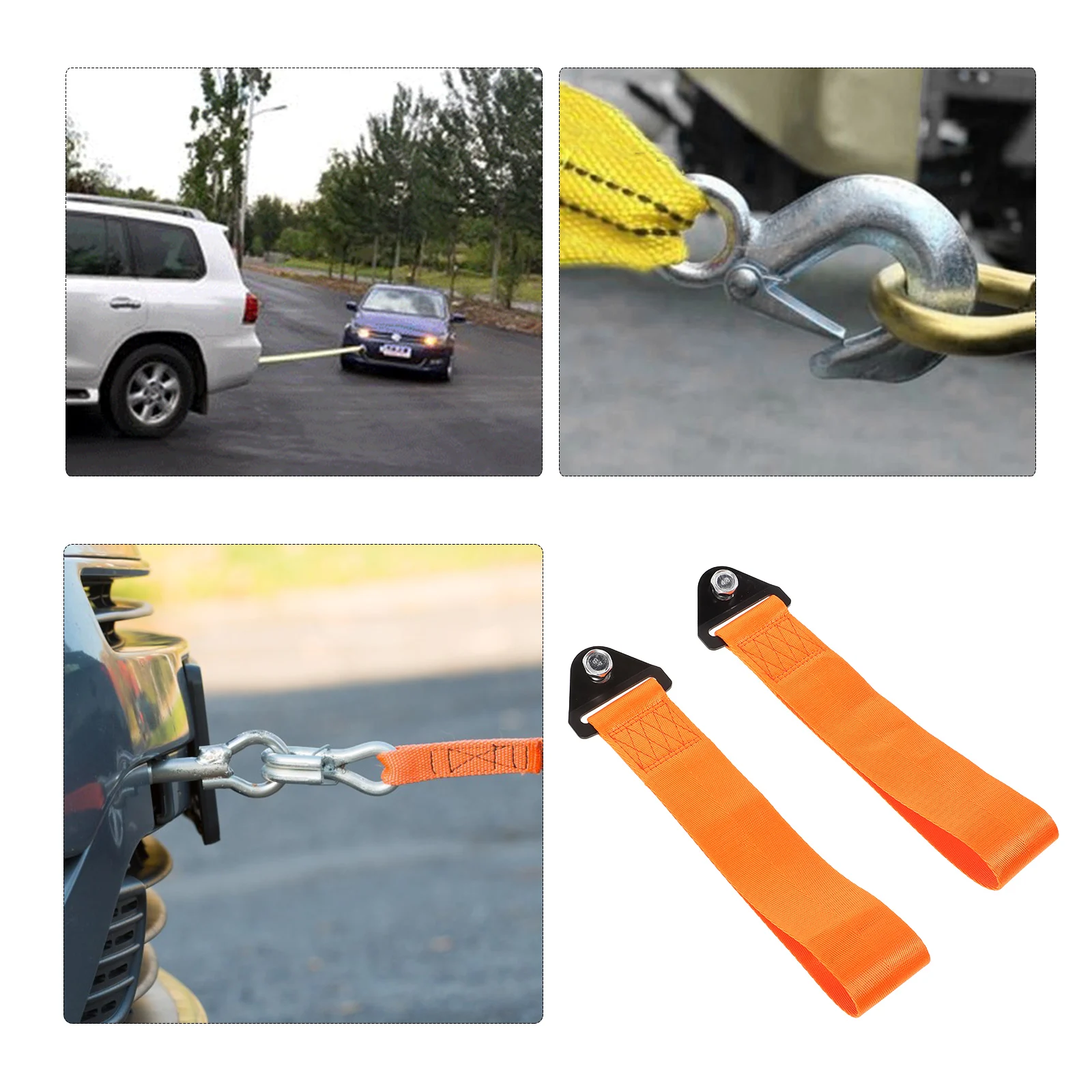 

2pcs Nylon Car Traction Strap Automotive Bumper Decorative Tow Strap Durable Plastic Snowmobile Boat Racing Straps Universal