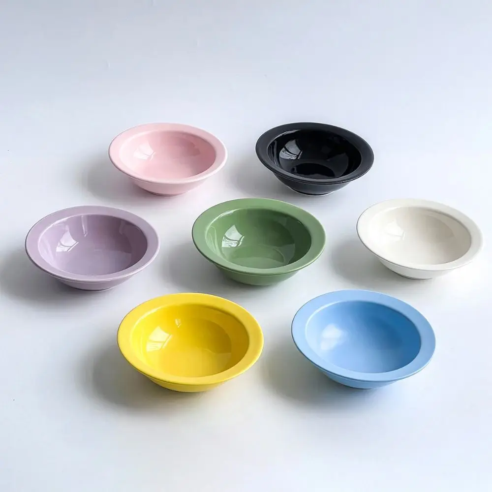 New Ceramic Cat Bowl Solid Color Large Diameter Dog Bowl Pet Water Bowls Pet Feeding Supplies
