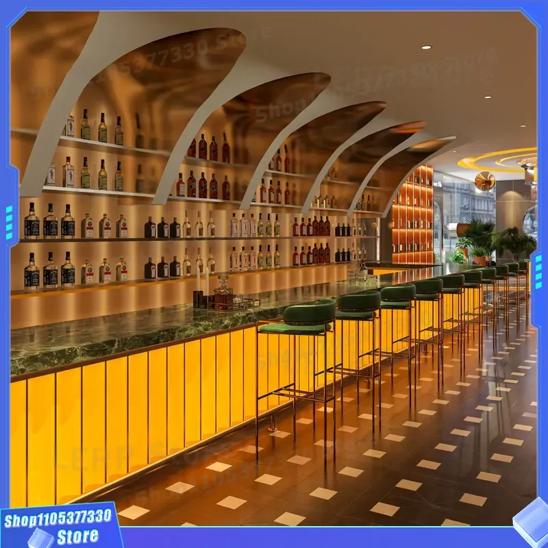 Custom Commercial Cocktail Bar Counter for Nightclub Interior Design Whisky Bar Furniture Solution Modern Pub Counters Whisky
